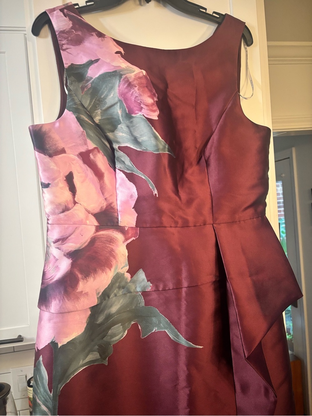new Kay Unger Luciana floral mikado column gown in Mulberry combo - Picture 6 of 9